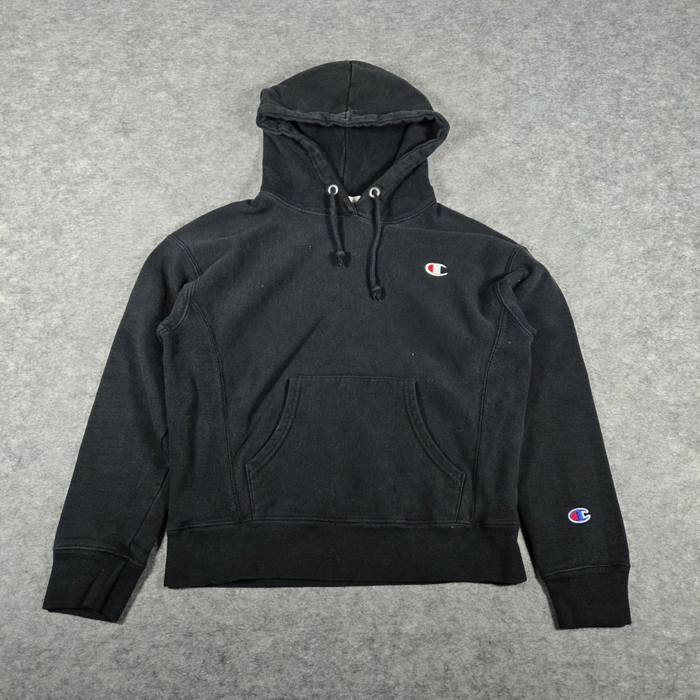 Champion Mens Black Reverse Weave Pullover Hoodie Small